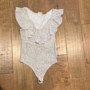 Abound Black and White Polka Dot Ruffle Bodysuit